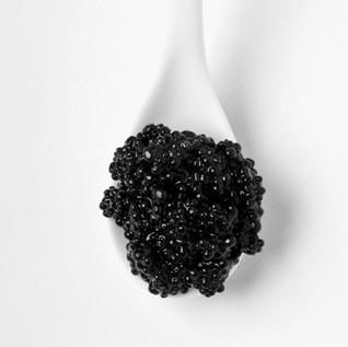 Oscietra caviar on a Mother-of-pearl spoon